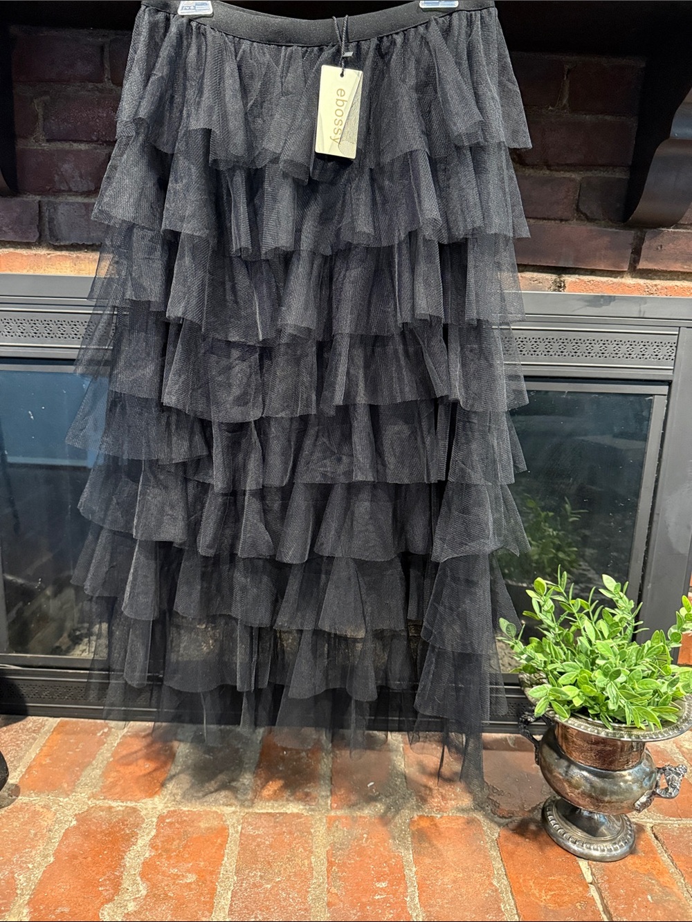 Ebossy Black Tiered Tulle Skirt NWT